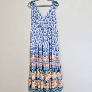 Anthropologie Lined Tiered Sleeveless Floral Maxi Dress Perfect 1X
